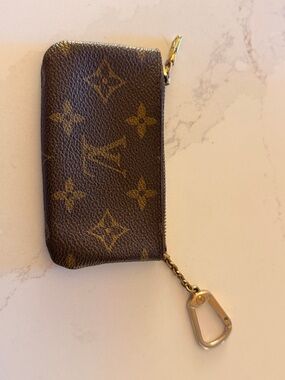 Louis Vuitton Brown Leather Small Leather Good with Gold-Tone Zipper